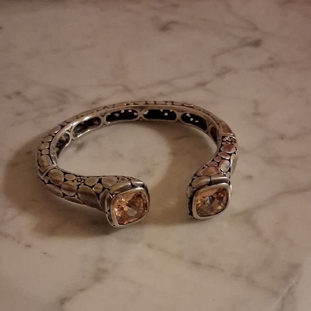Sterling Flower Hinged Bracelet